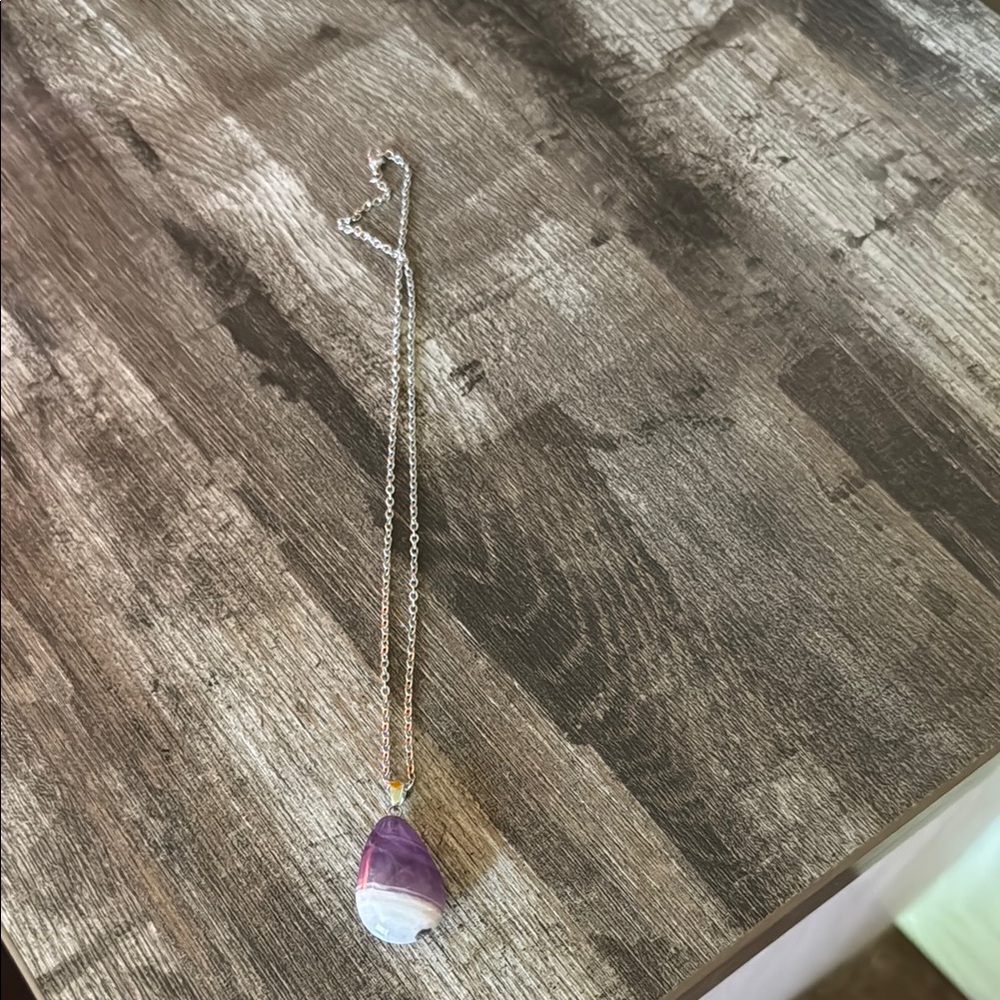 Elegant Silver and Purple Pendant Necklace